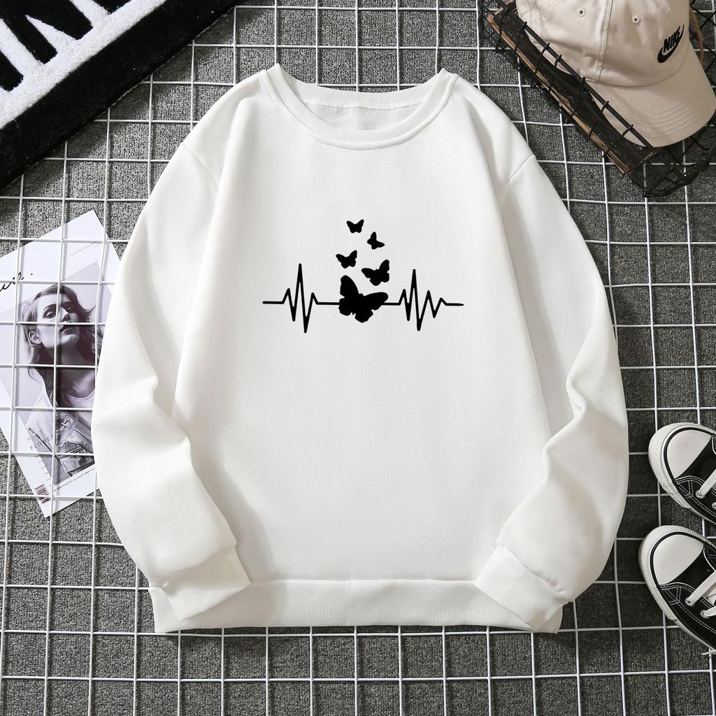 Verdicktes und gefüttertes Unisex-Sweatshirt mit Schmetterlingsprint 6933