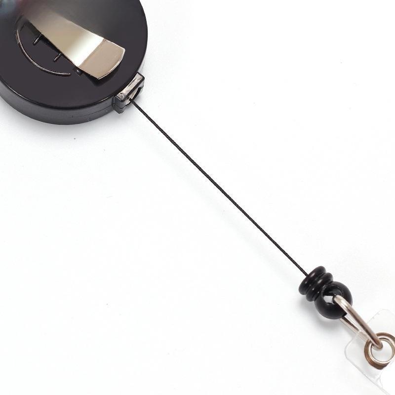 Frosted Anti-Lost Retractable Badge Clip with Metal Back and Pull-Out Buckle Lanyard