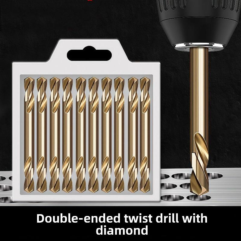 Double-head Twisted Drill Bit, Stainless Steel with High Hardness, Electric Drill Chuck for Hole Drilling, Tungsten Steel Alloy Steel Drill Bit