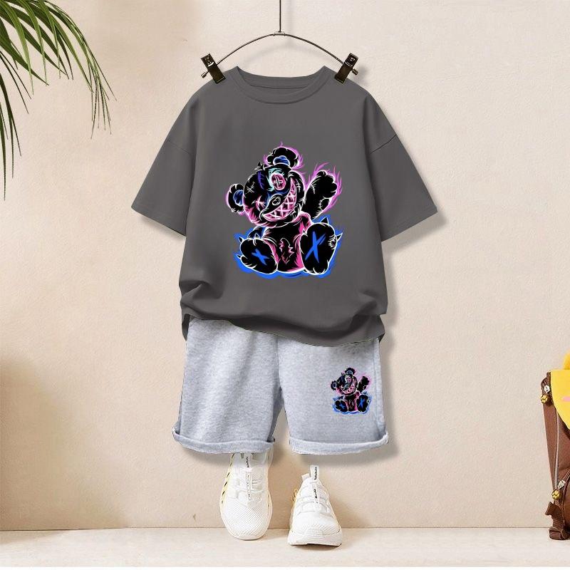 Boy and Girl Baby Set Cartoon Printed Children's Sports Set