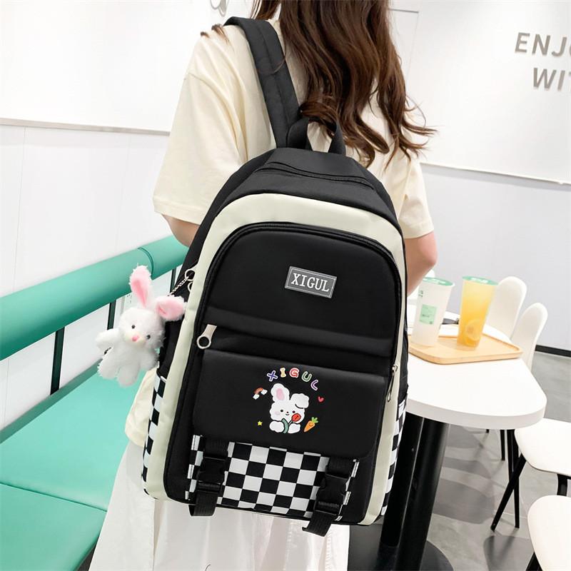 Pattern Rabbit Cartoon Four Piece Set With Pencil Case Shoulder Backpack Bag