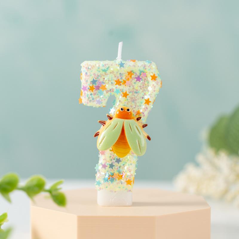 Creative Insect Digital Birthday Party Atmosphere Cake Decoration Candles 0-9