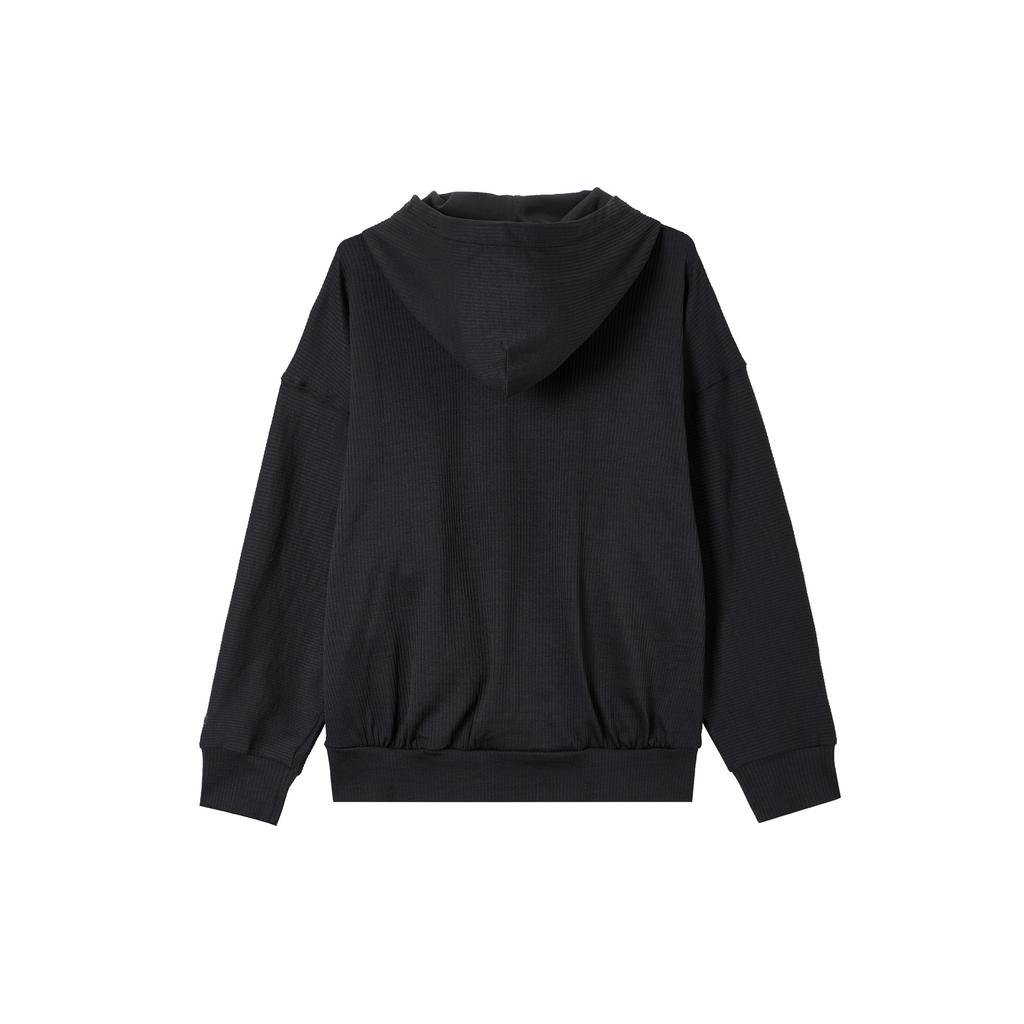 Under Armour Solid Color Casual Loose Ribbed Hoodie Men Hoodies Black 1383100-001