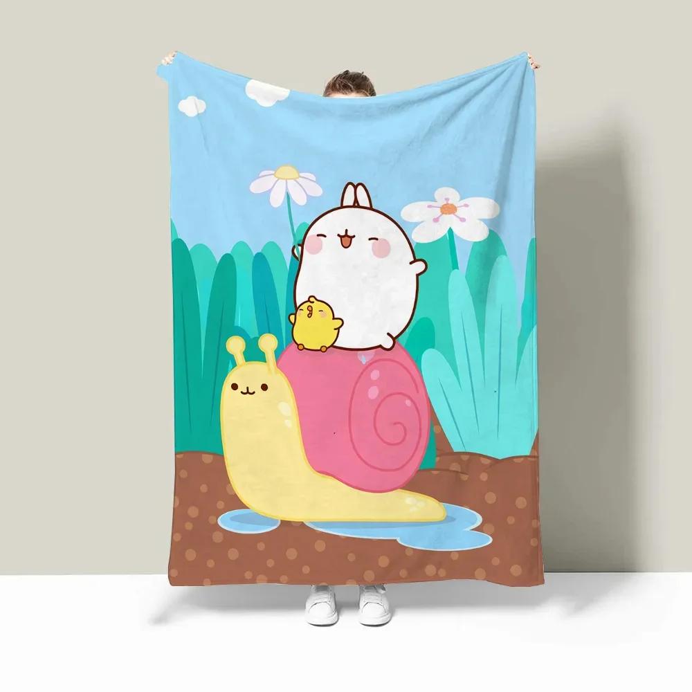 

Плед з аніме Molang, милий плед для дивана, розкішна постільна білизна, ковдри для ліжка, прикраса для дивана, пухнастий картатий плед, ковдра на коліна, м який 75x90cm