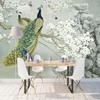 Veggmaleri Tapet 3D Peacock Magnolia Blomster Veggmaleri Stue Studiebakgrunn Hjemmeinnredning