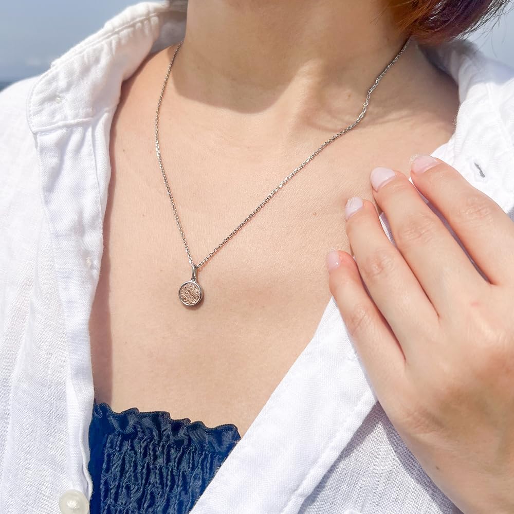 [Jurais] Hawaiian Jewelry Stainless Steel Pendant Necklace Silver X Pink 45-50