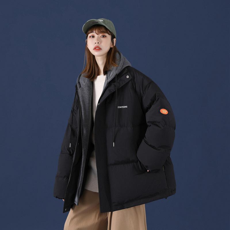 

Поддельная двухкомпонентная куртка с хлопковой подкладкой для мужчин, новая зимняя утепленная куртка с капюшоном, модная свободная куртка с хлопковой подкладкой в корейском стиле в иностранном стиле 4XL