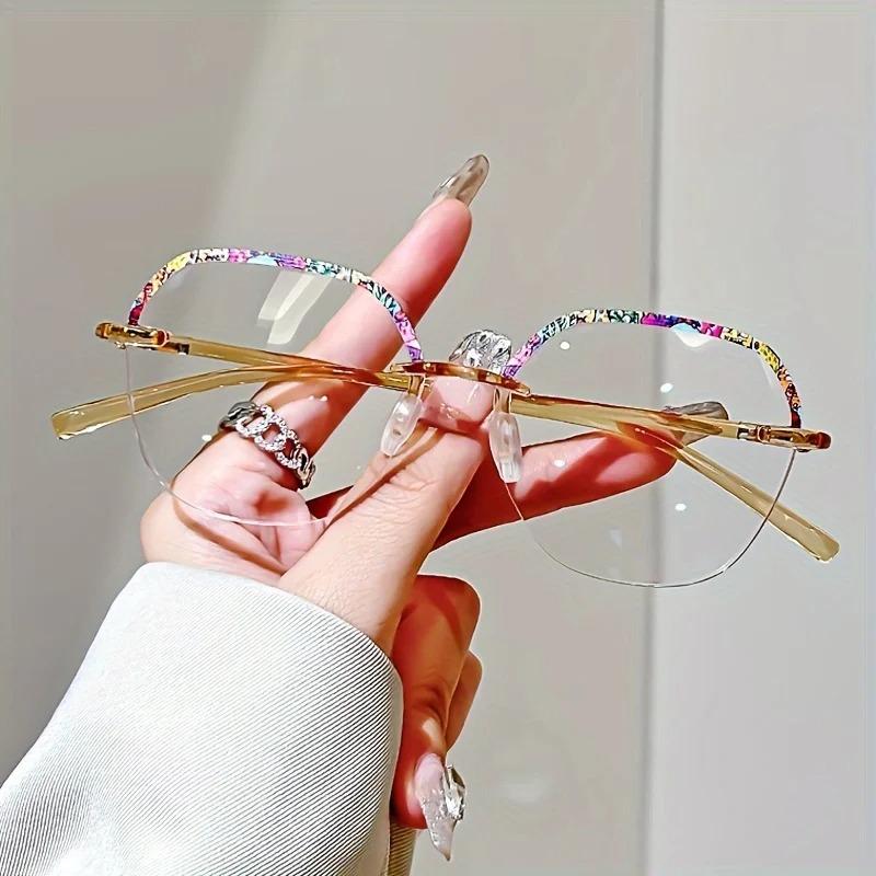 Vintage Runde Große Rahmen Lesebrille für Herren und Damen Retro Elegantes Blumenmuster Mode Alterssichtigkeit Brille Mode Brille