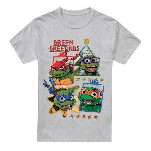 Teenage Mutant Ninja Turtles: Mutant Mayhem Herren-T-Shirt „Greetings Christmas“ in Grün