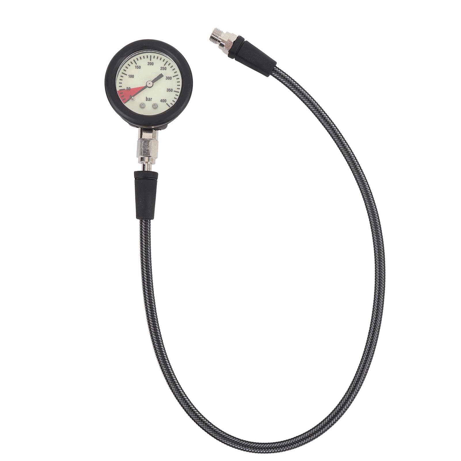 

Diving Pressure Gauge with Carbon Fiber Woven Hose Diving Night Glow Pressure Gauge for BCD