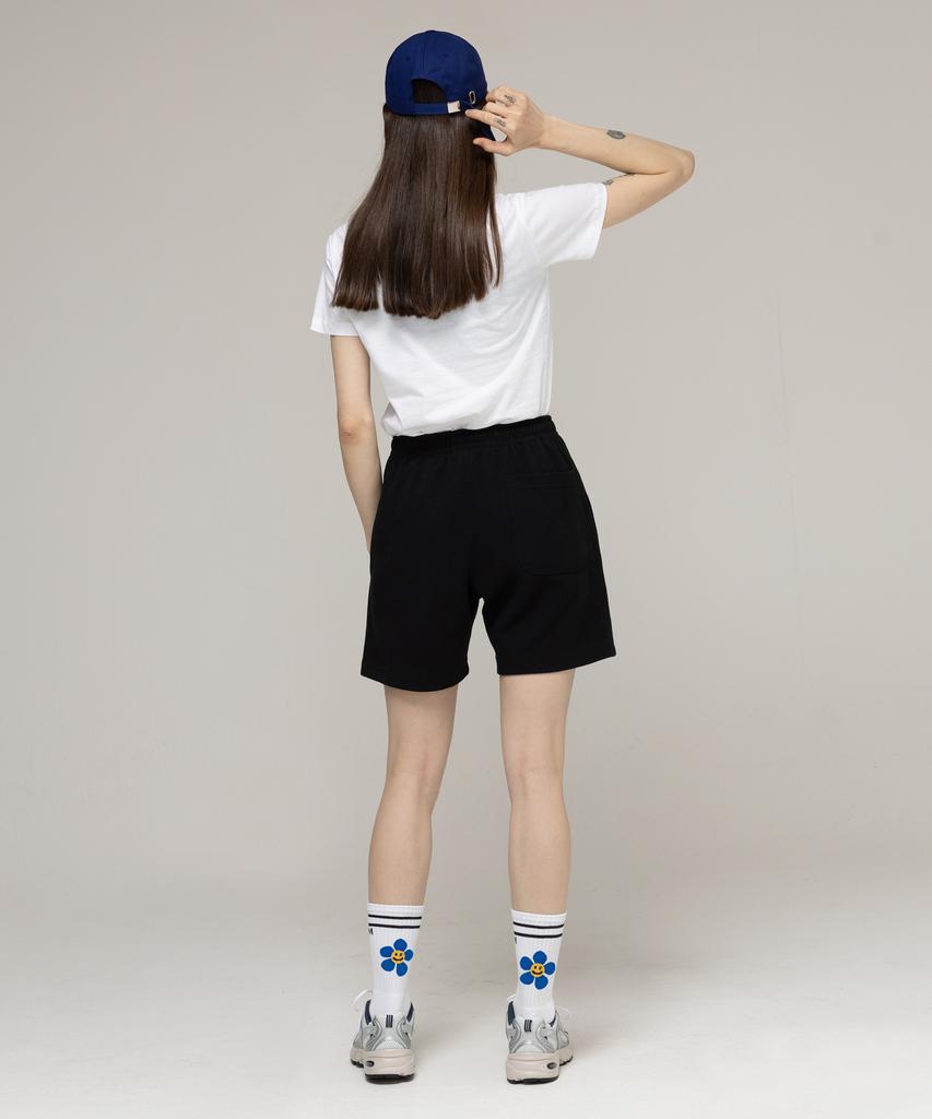 GRAVER [Unisex] Blue Flower Smile Logo Socks 1 Pack_White