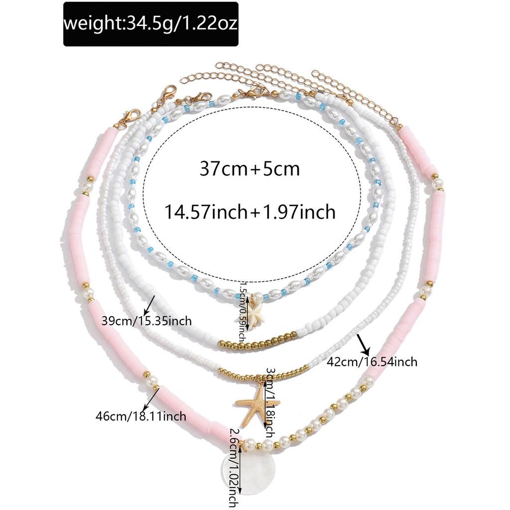 Soft Clay Artificial Pearl Necklace Set With Star Charm In Boho Style For Summer