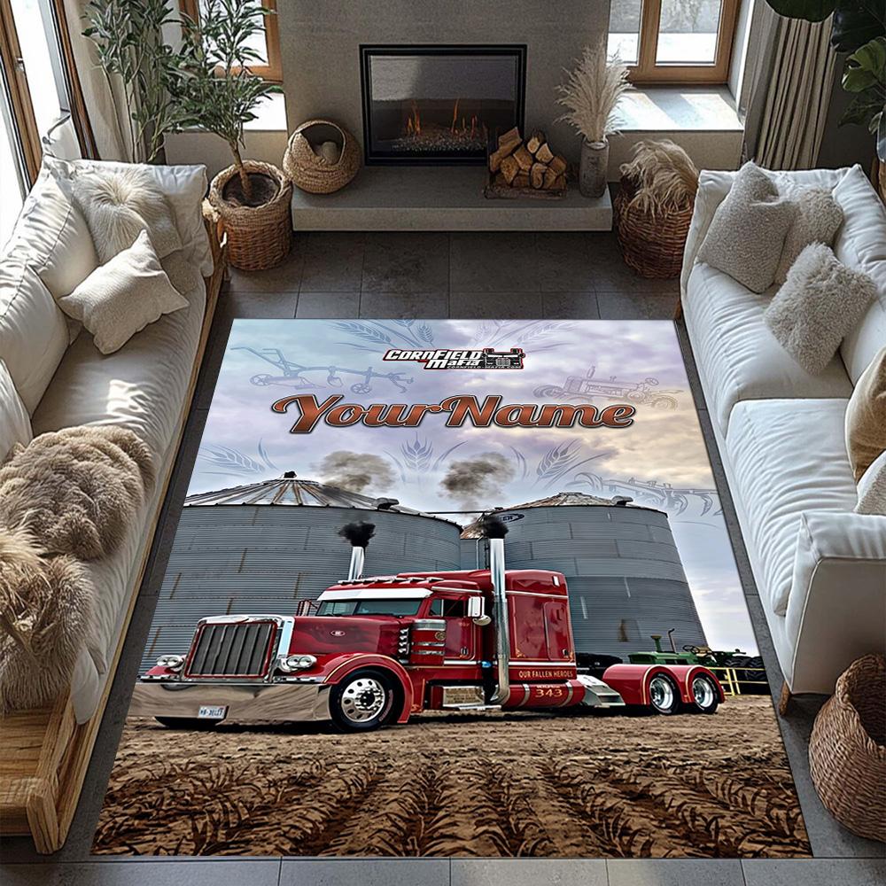 Kw Heavy Trucks Customize Your Name Area Rug Perfect for Study room Hallway Kitchen Game Room Antislip Carpet Anime Office Decor Wedding Party Gift