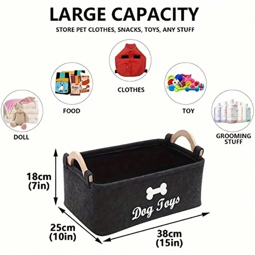 Felt Pet Toy Storage Box, Dog Toy Box, Organizing Basket - Ideal for Pet Item Organization