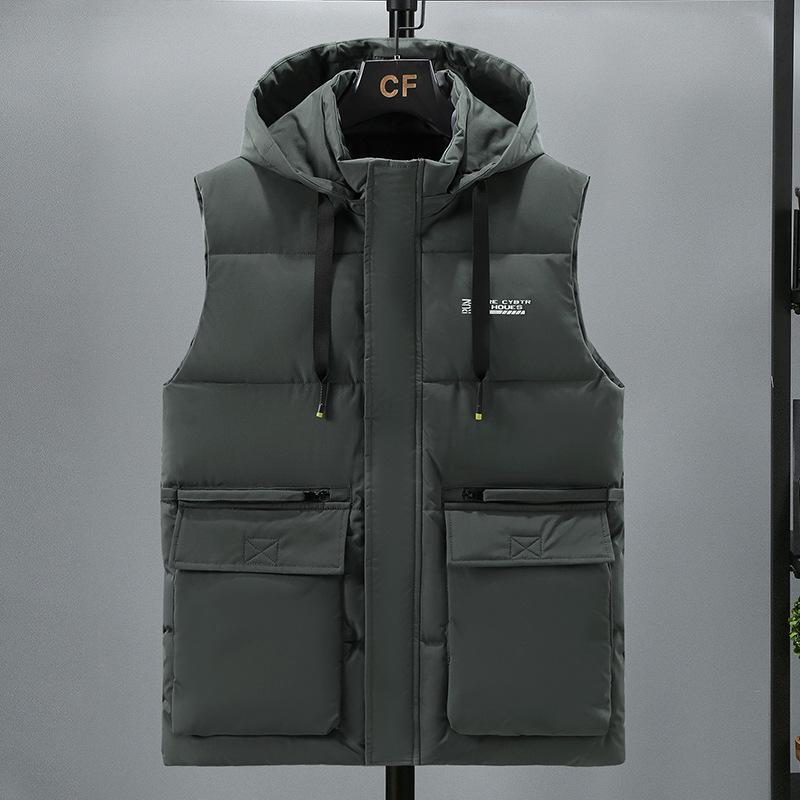 

Осень и зима новый пуховый хлопковый жилет мужской утолщенный свободный большой ярдов досуг снаружи утолщенный теплый плечевой жилет мужской 6XL зелёный