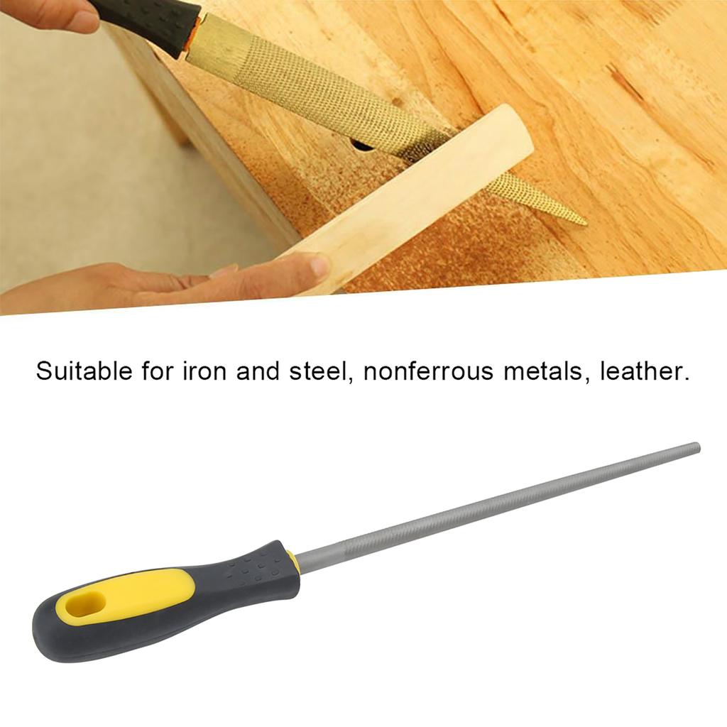 10in Round Mill Steel File Rasp with Handle Sharpening Shaping Tool for Metal Leather Projects