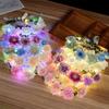 1PC Flower Headband Led Lights Hair Hoop Double-Sided Silk Floral Crown for Women Hair Headband Glowing Garland Light Up