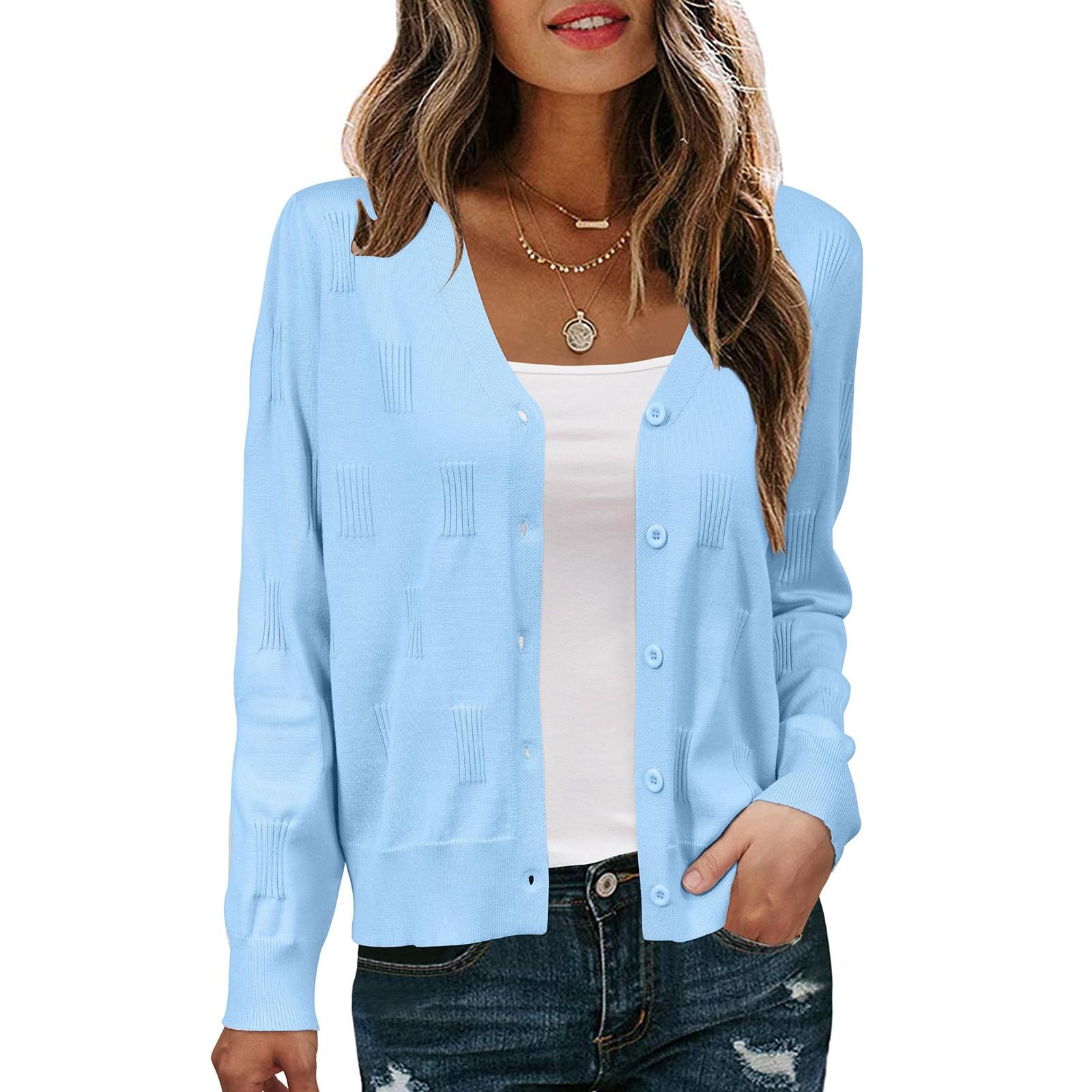 Women s Casual Fashion Short Cardigan Casual Long Sleeve Colour Top XL