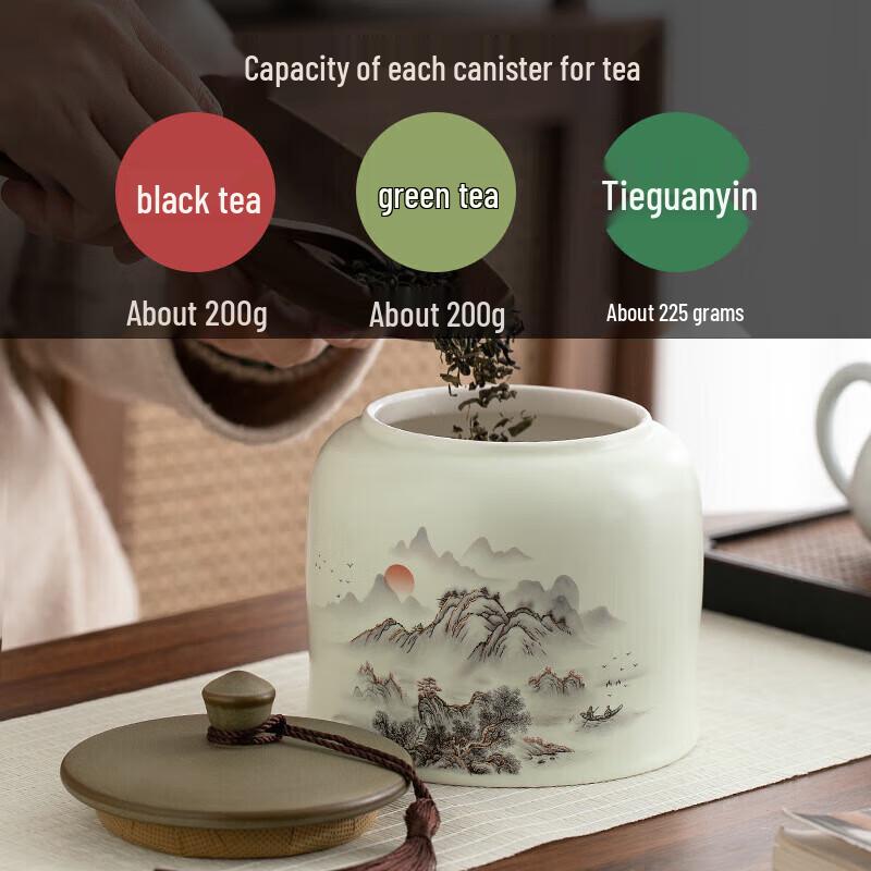 HUIHUADU National Style Ceramic Tea Caddy
