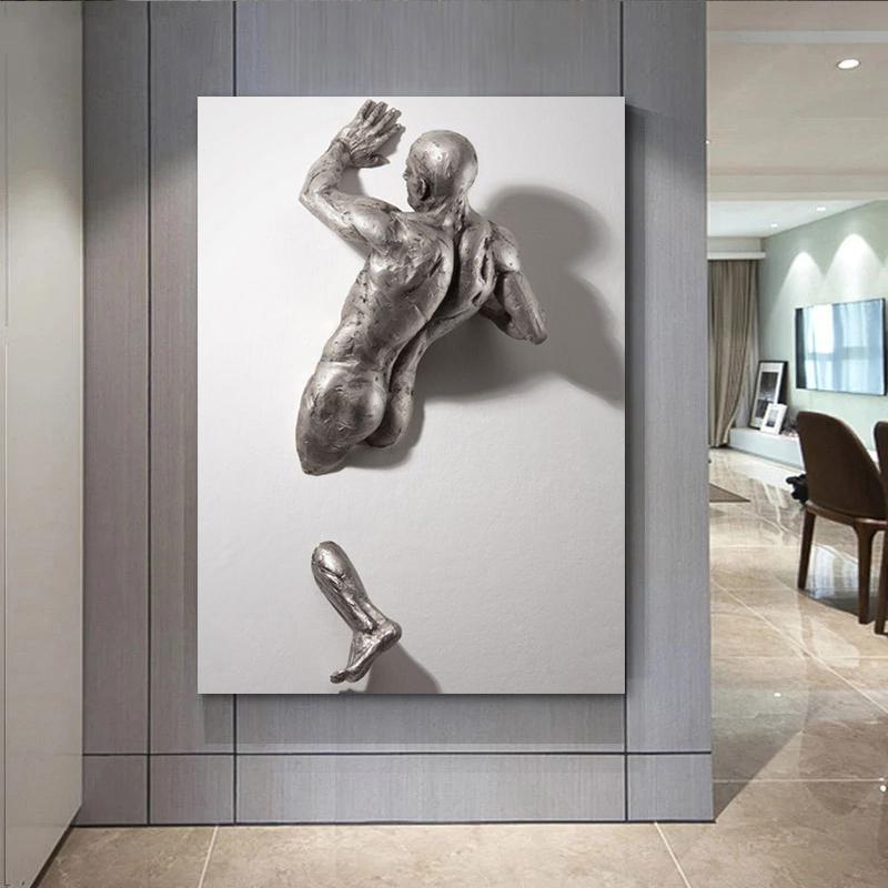 Abstract Statue Figure Canvas Painting Visual 3D Effects Posters Prints Wall Art Picture For Living Room Home Decor Gift Cuadros