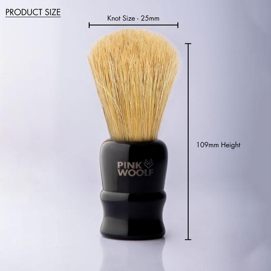 Pink Woolf Boar Shaving Brush for Men | 25mm Knot, BLACK ACRYLIC HANDLE | Creates Thick Lather & Gently Exfoliates for a Smooth Shave | Gift for Men