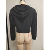 Damen Casual Kapuzenpullover mit Reißverschluss, Cropped, Unifarben, Schmal geschnitten, Langarm