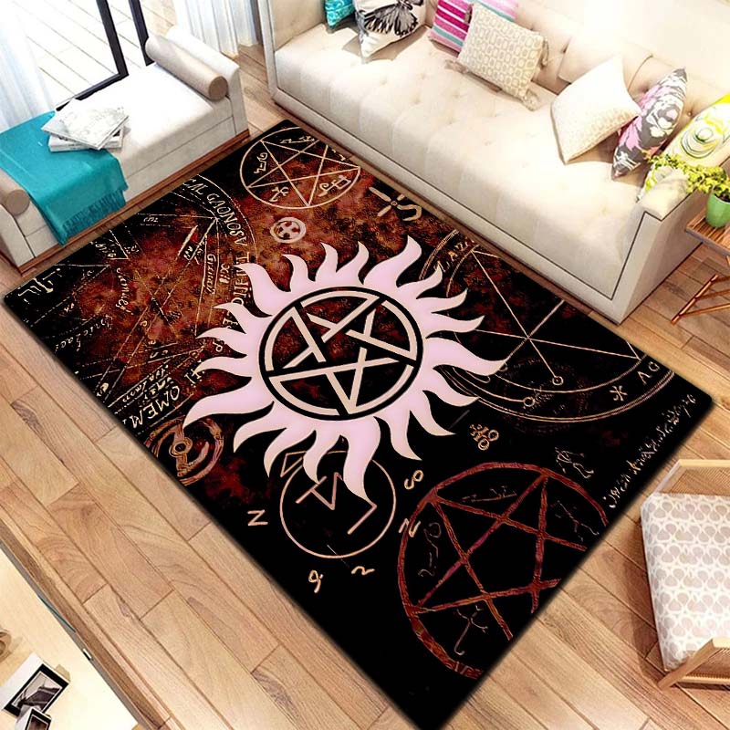 2026new Supernatural Sign Dean Sam Carpet Rug for Living Room Bedroom Home Sofa Decoration,Kids Play Area Rug Non-slip Floor Mat