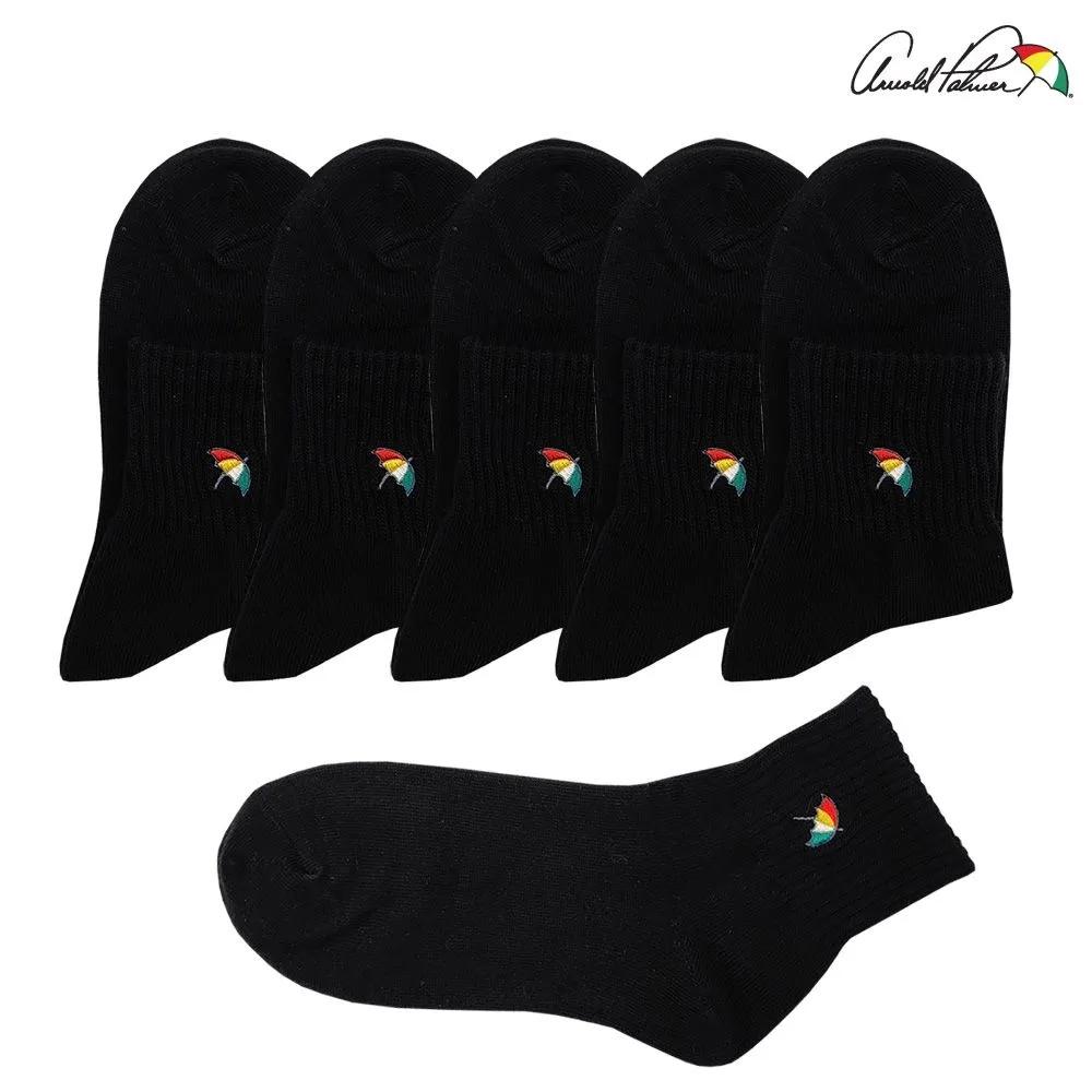 Arnold Palmer Girls Black Socks Basic Plain Black Middle School Socks Mid-Length 5-Pair Set Made in Korea LSP003 Black 5 pairs