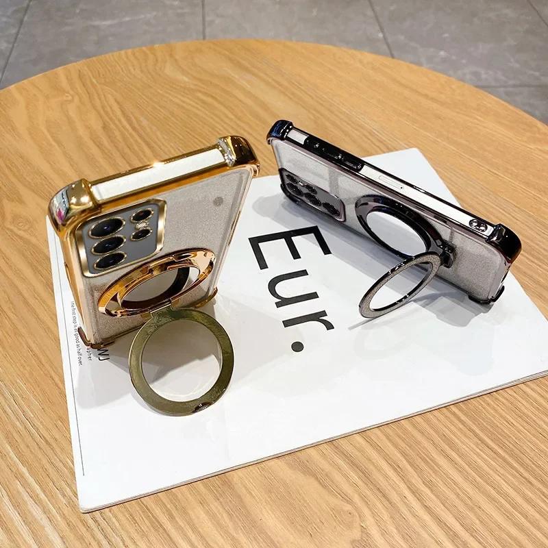 Shockproof Glitter Mirror Ring Holder Phone Case For Samsung Galaxy M32 M22 M12 M11 M02 M02S M04 M05 M56 5G F04 F05 Soft Cover
