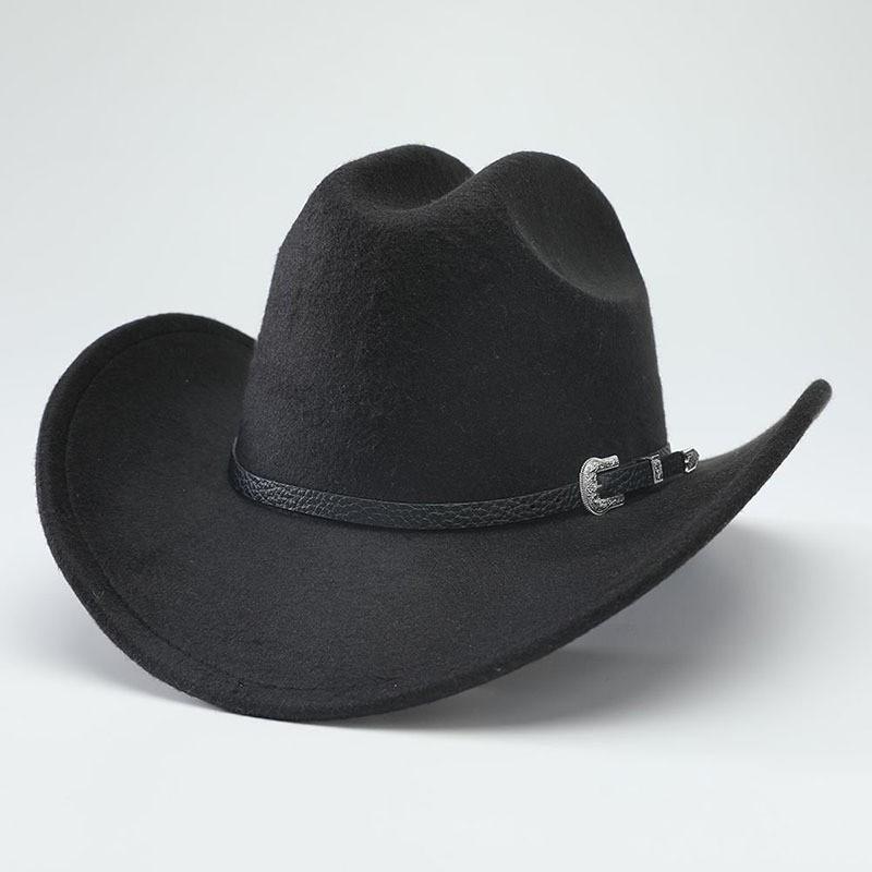 Western Cowboy Hat Jazz Hat Panama Hat Sun Hat Felt Wide Brim Fedora Decorative Rolled Hat