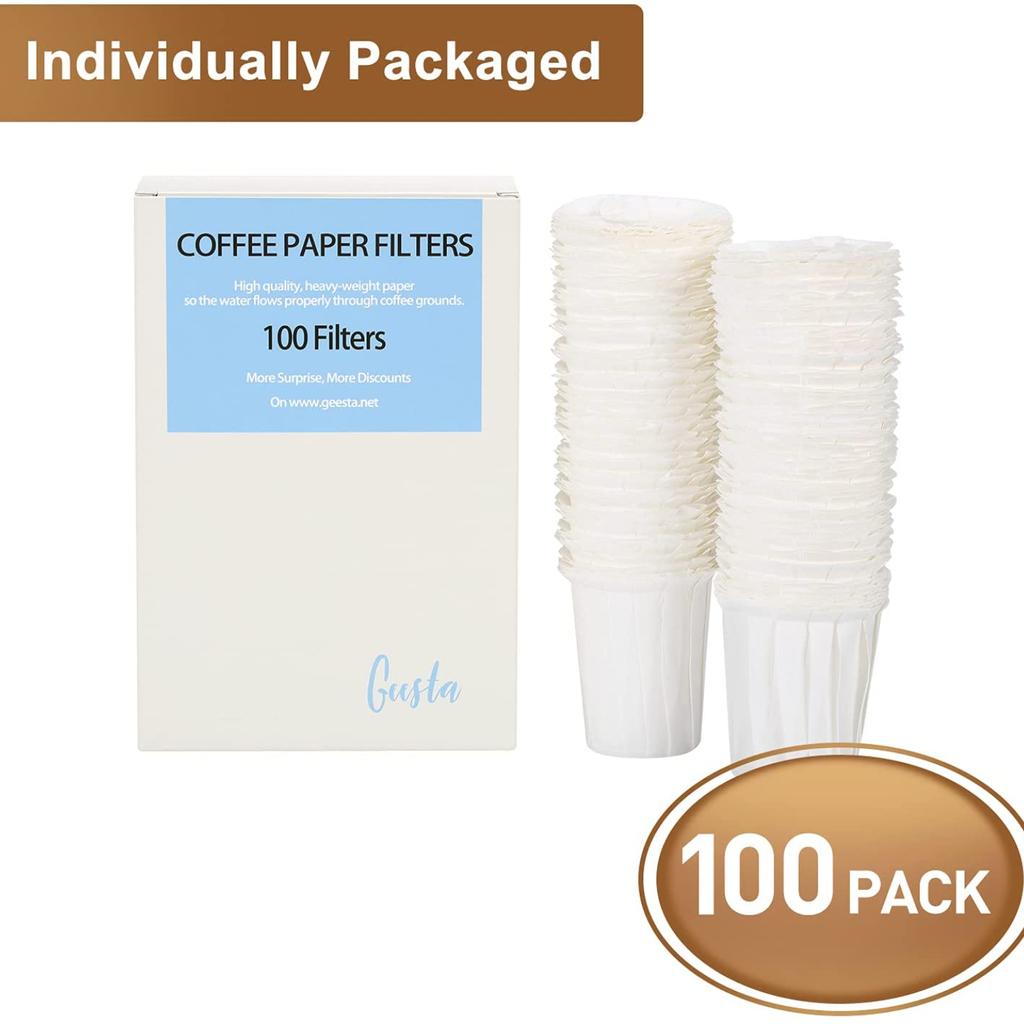 i Cafilas [FP] Disposable Paper Coffee Filters Cups Compatible for K Series Pods Coffee Machine(100 Filters) (White Wood)