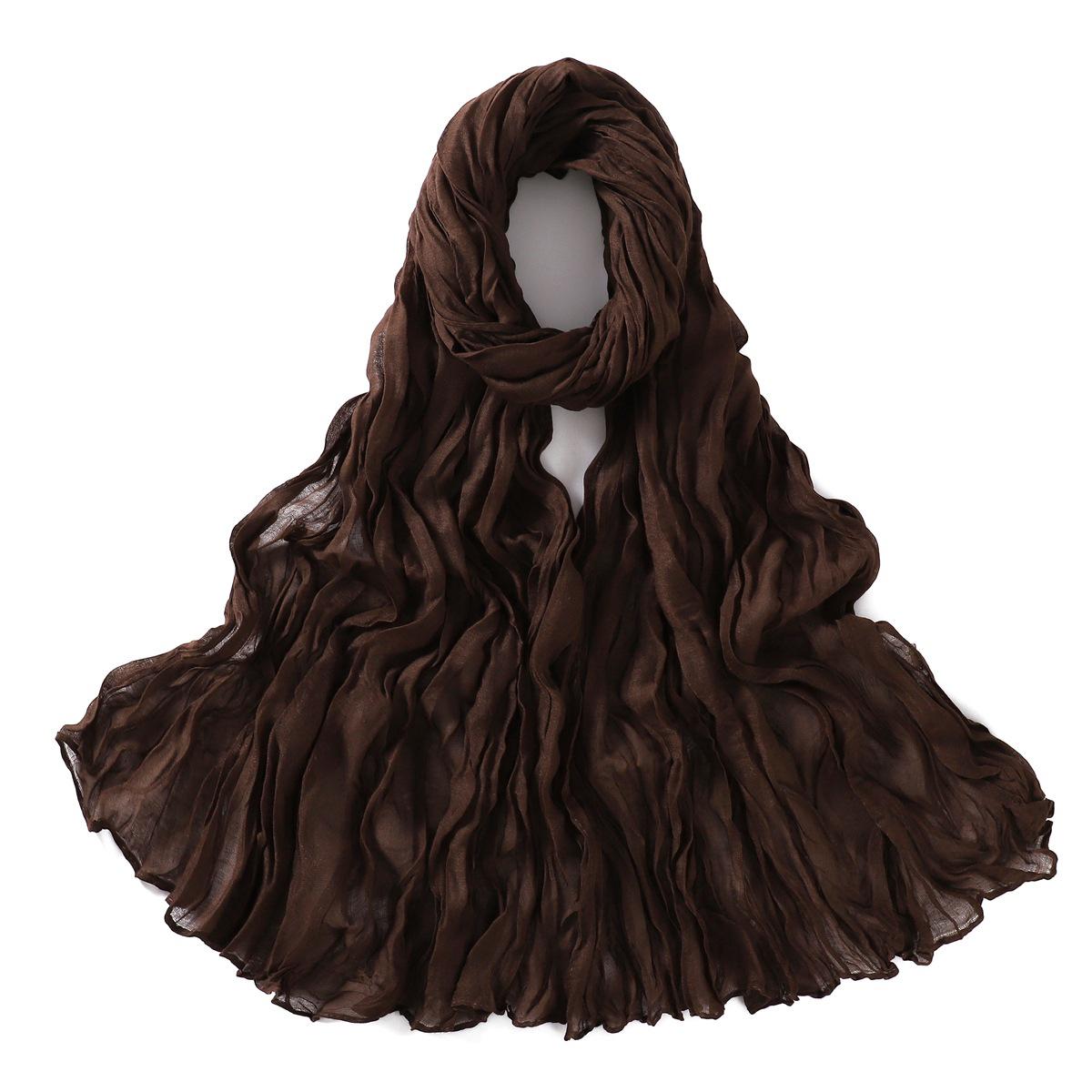 

Crumpled Scarf For Women Girls Students Spring New Solid Color Cotton Voile Thin Scarves Soft Knitting Shawl Female Wrap Shawls