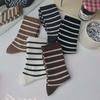Winter and Autumn Striped Sports Stockings - Casual Trendy Academic Style Women's Stockings - Boneless Fine Combed Cotton Mid-Calf Stockings
