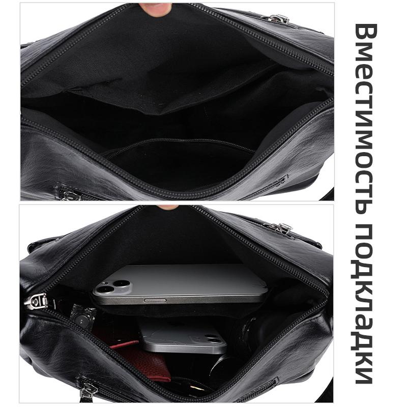 New Middle-aged Mother Bag Simple and Fashionable Retro Shoulder Bag Soft Leather Large-capacity Multi-layer Zipper Pocket Crossbody Bag