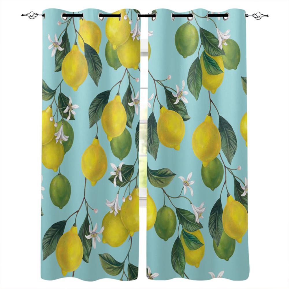 Small Fresh Summer Style Lemon Fruit Luxury Home Curtains Modern Home Supplies Living Room Bedroom Custom Curtains