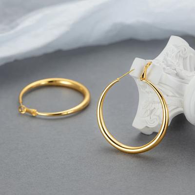 Shiny Gold Hoop Earrings for Women Smooth Fashion Wedding Engagement Jewelry Gift