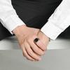 Vintage Classic Masonic Black Gem Ring Ring Men's Niche Literary Brotherhood Stainless Steel Index Finger Ring