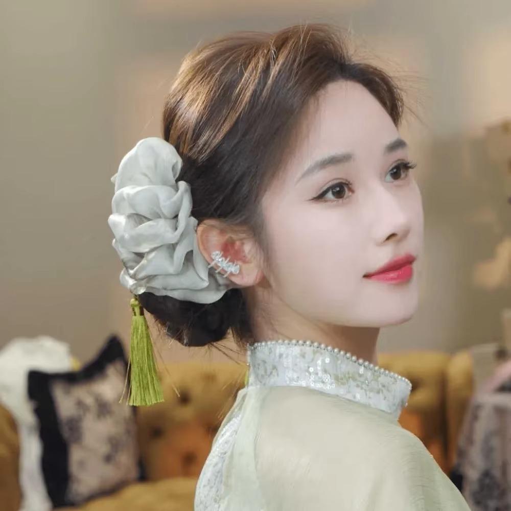 Cloud Tassel Bubble Mesh Hair Claw Chinese Style Back of The Head Clip  Hairpin Accessories