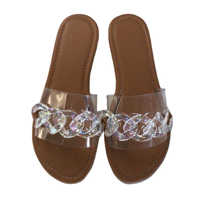 New European and American candy color rings sandals women's fashion casual and light outer wear large size 43 slippers slippers