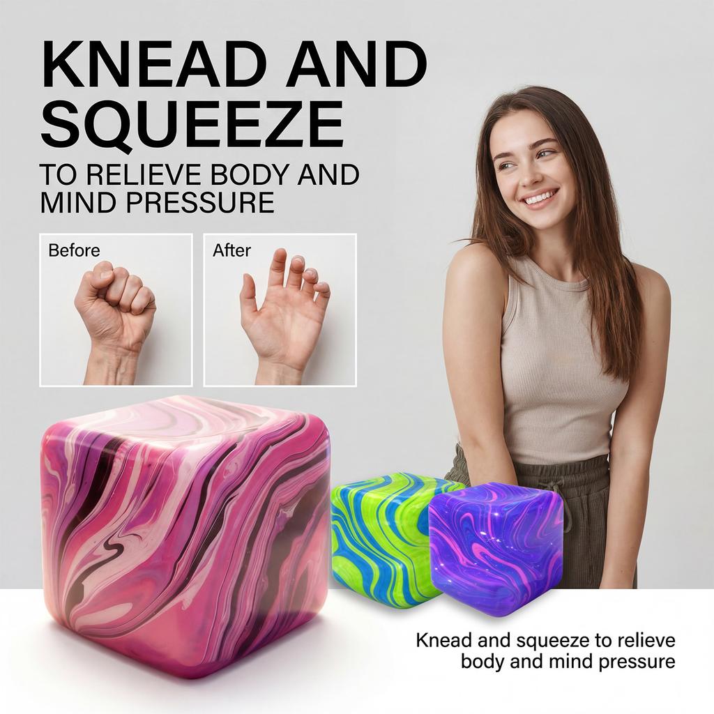Flow Pattern Cube Squeeze Toy Stress Cube Slow Rebound Soft Squeeze Pressure Relief Party Gift Fun Home Decoration