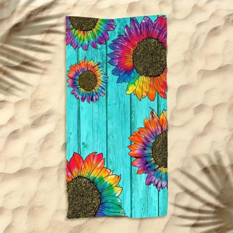 

Fun Colorful Rainbow Sunflower Quick-Drying Superfiber Towel | Soft,Sandless,Ideal for Beach,Bathroom, Travel,Contemporary Style W30*H60(CM)