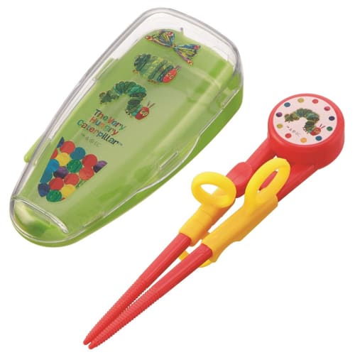 SKATER Deluxe Training Chopsticks, 14cm, with Case, Very Hungry Caterpillar Design, for Children, ADXT1S