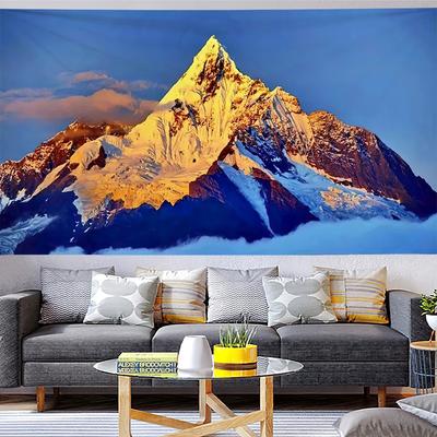 Ultra HD Panoramic Everest Tapestry Breathtaking Snow Mountain View for Living Room Centerpiece Wall Decor
