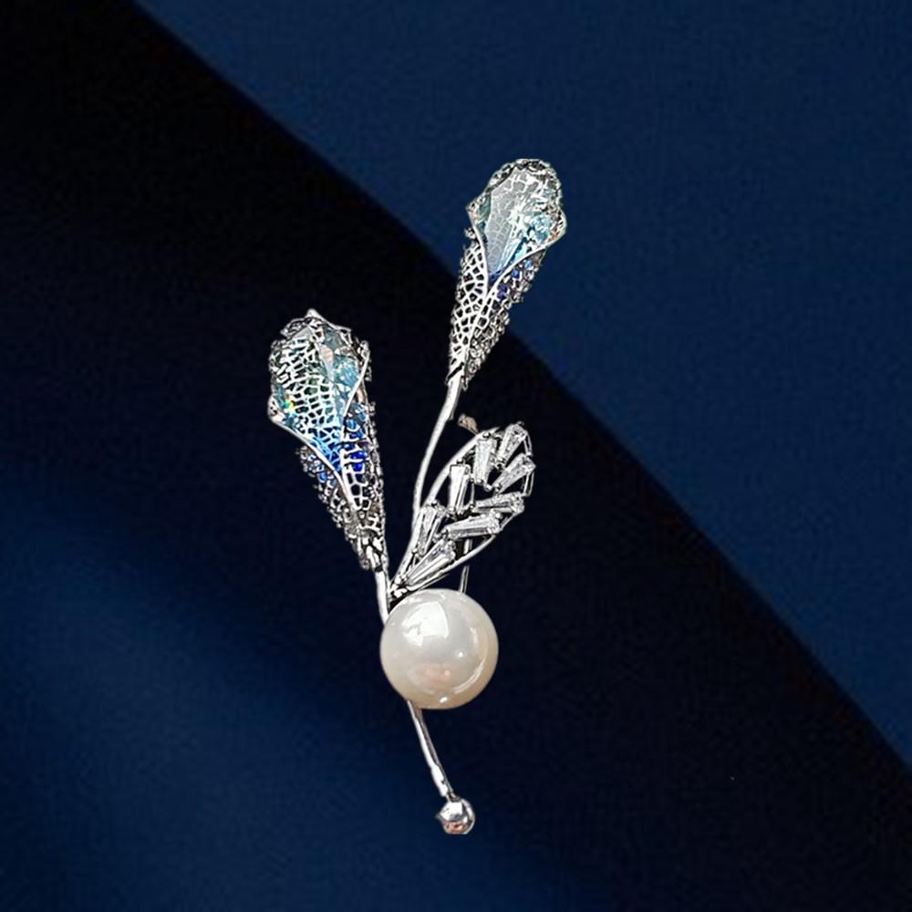

Zircon Calla Lily Brooch: Versatile High-End Jewelry Pin Corsage Accessory серебряный