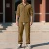 Men's Casual Sports Lapel Cardigan Jacket Long-sleeved Trousers Suit Loose Corduroy Work Suit