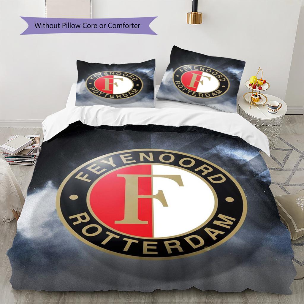 Feyenoord Pattern Bedding Quilt Set Quilt Cover Pillowcase Home Decoration Birthday Gift (1 * Duvet Cover + 2 * Pillowcase, Without Core)