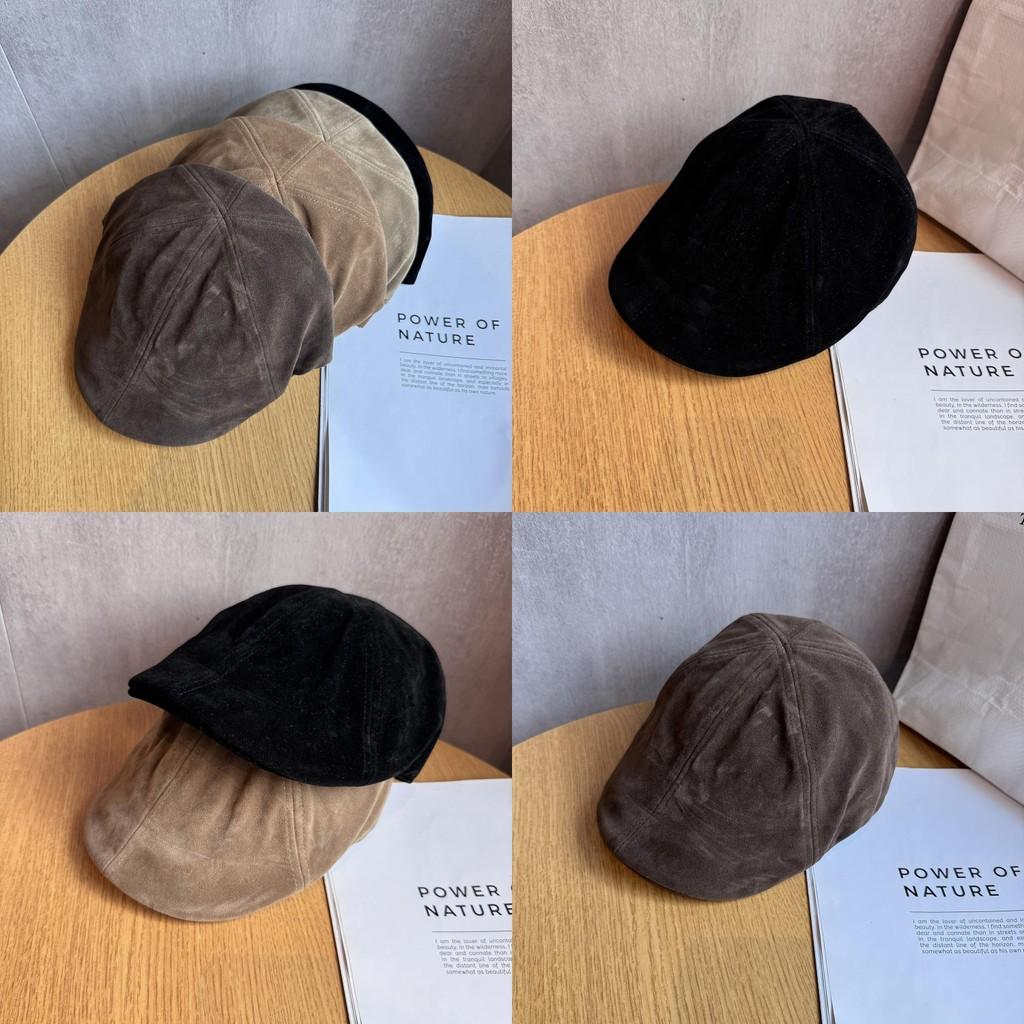 Simple Solid Color Suede Casual Beret For Fall Winter Sun Protection Women