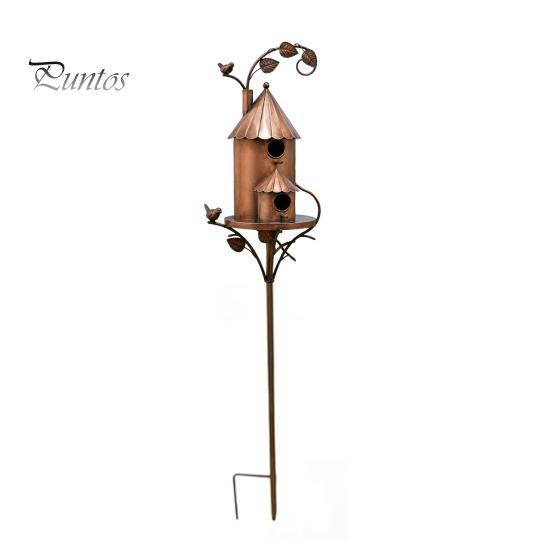 Garden Decoration Stake Metal Bird House Stakes, Feeder Decor, Weatherproof Patio Lawn Ornament Iron Art Decor for Outdoor Yard Flower Bed Perch