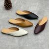 Pointed Toe Genuine Leather Women's Slippers Casual And Versatile Soft Cowhide Outdoor Slip-on Shoes