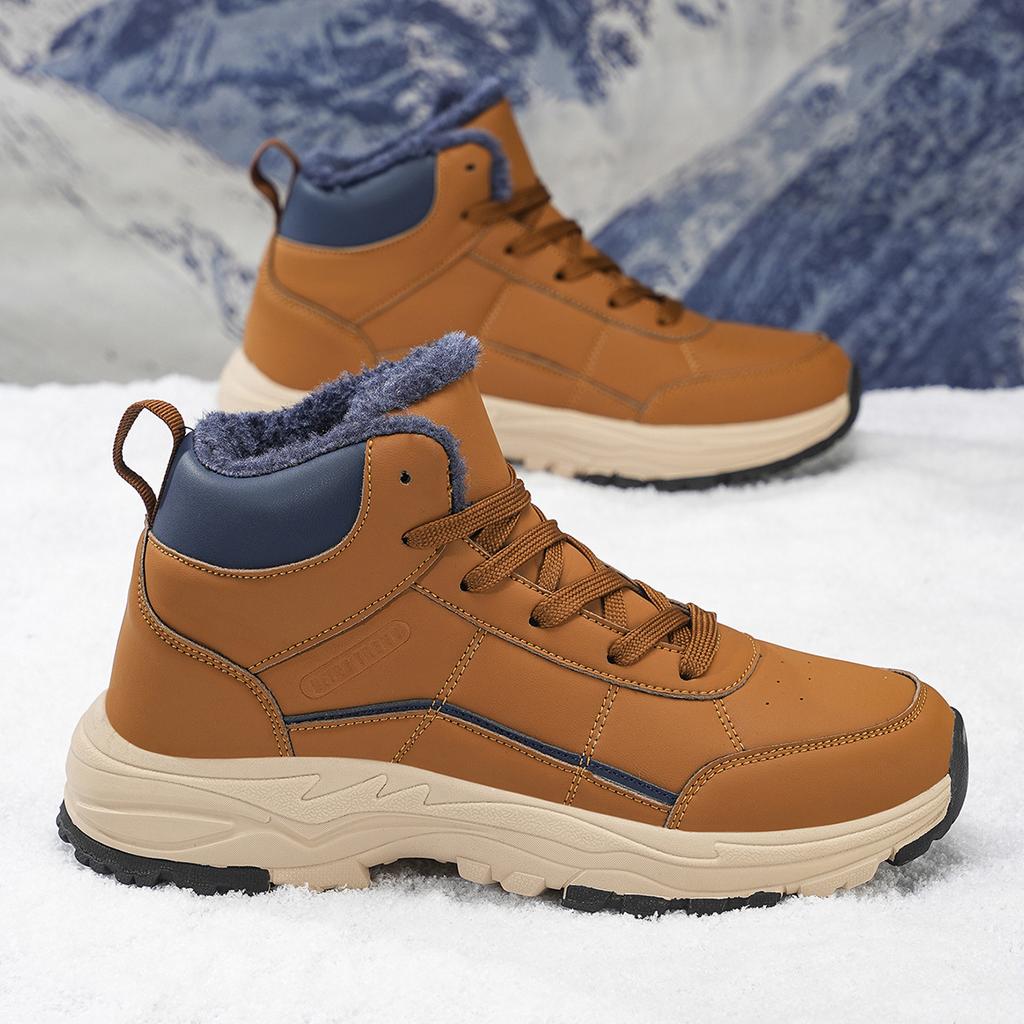 Mens soft elastic winter warm winter cold padded snow boots thick bottom non-slip wear outdoor leisure sports mountaineering cotton boots